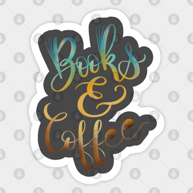 Books and Coffee hand lettered illustration design Sticker by DoubleBrush